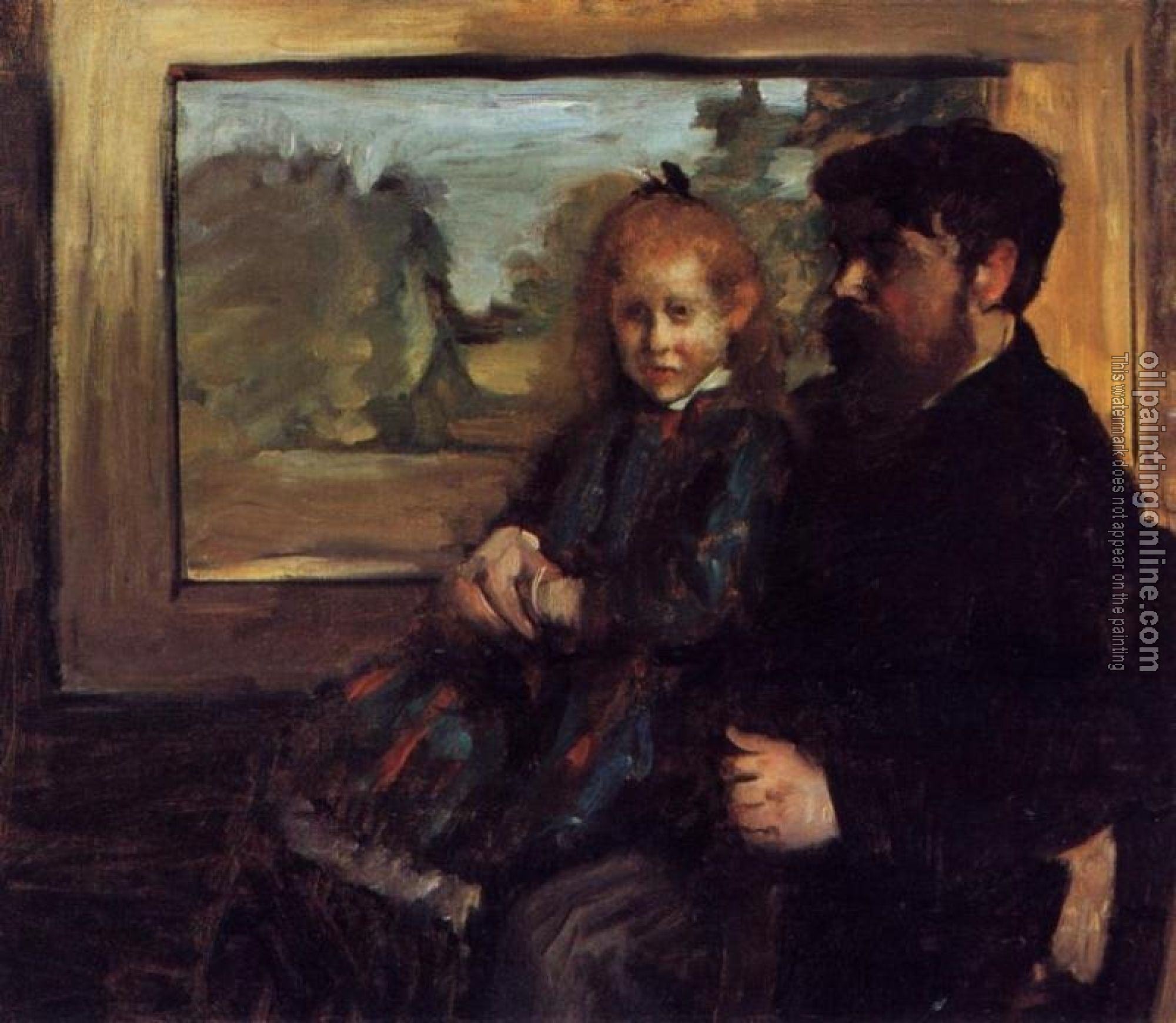 Degas, Edgar - Henri Rouart and His Daughter Helene